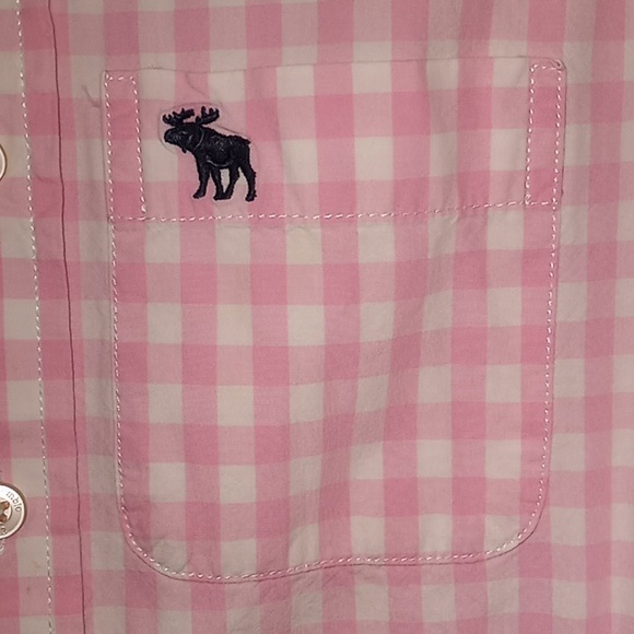 Abercrombie Kids Pink and White Checked Button Down Long Sleeve Shirt Si… - Picture 6 of 13